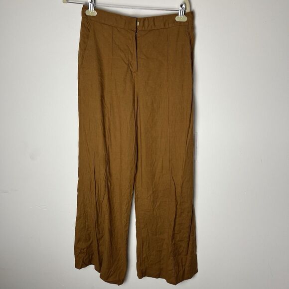 diane von furstenberg Burnt Orange Linen Blend Wide Leg Pants Sz 6 189 - Picture 1 of 7